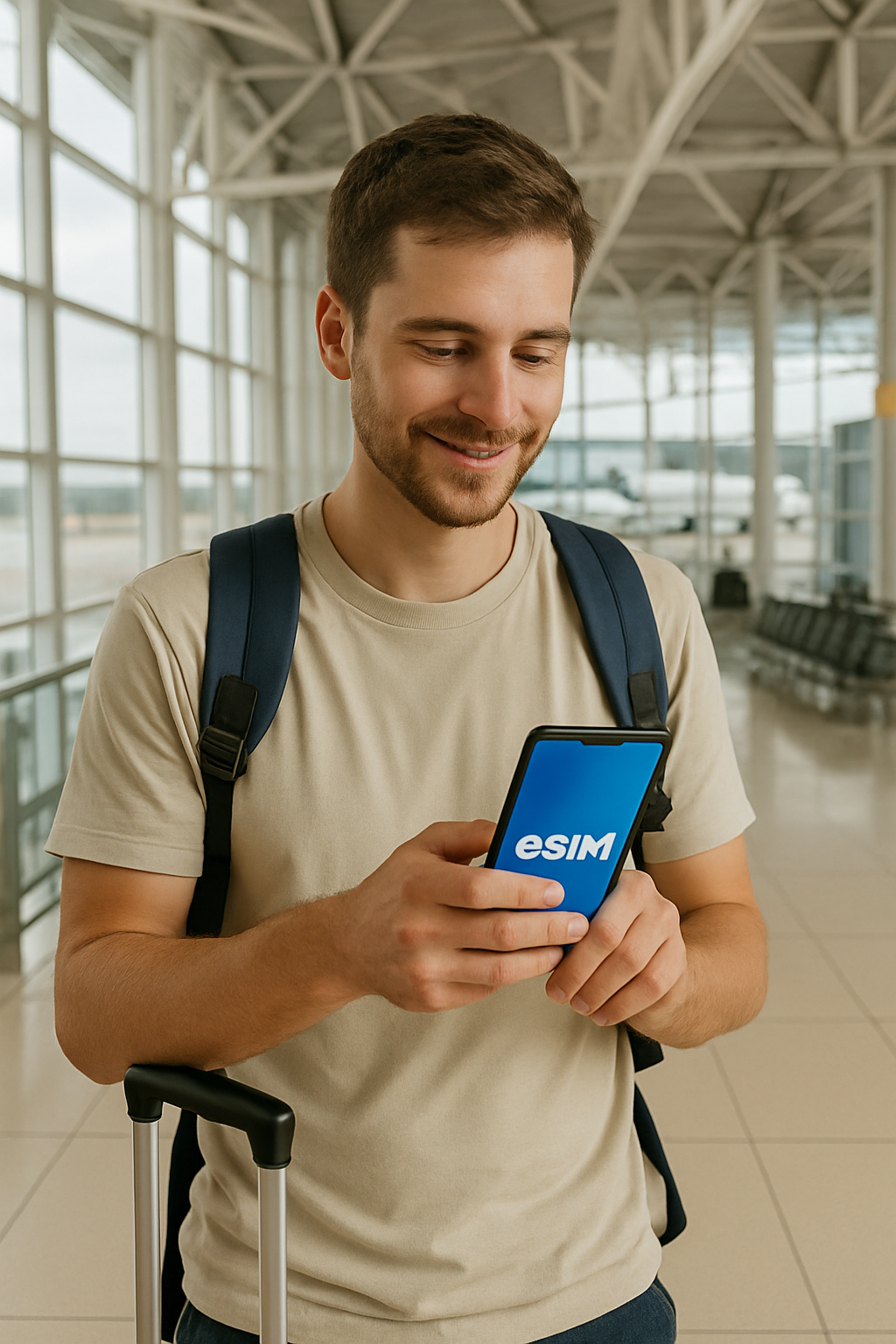 des gens utilise une esim pour le chili à l'aéroport
