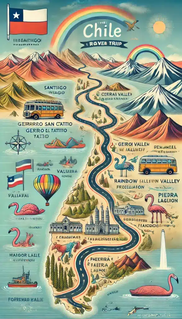 Carte du road trip Chili