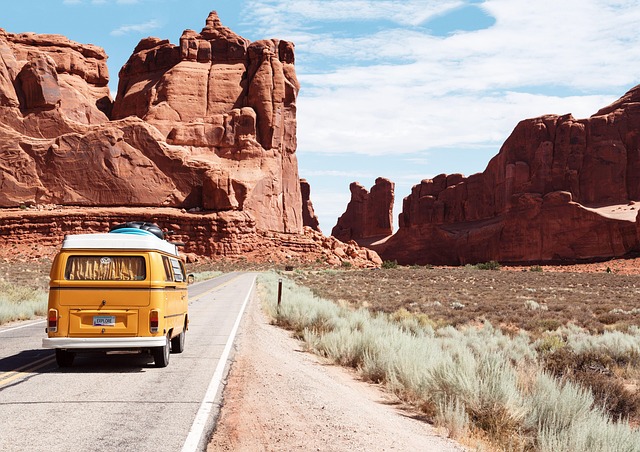 un van qui fait un road trip aux usa