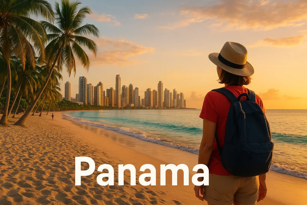 une personne qui est sur une plage au panama en train de regarder l'horizon