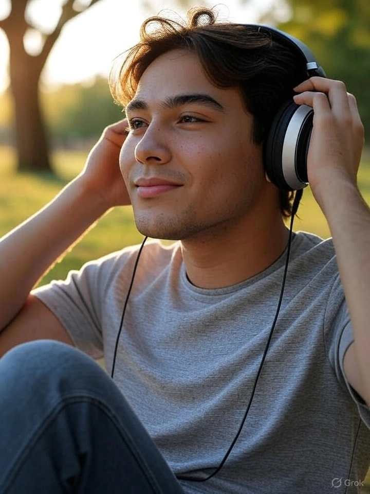 un garcon qui ecoute un livre audio