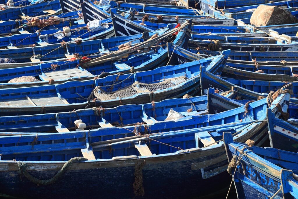 une photo des barques de pêcheur à essaouira