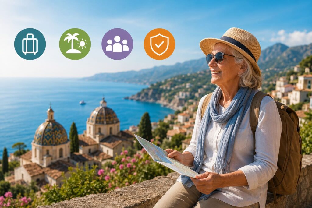 Une seniors seuls en voyage