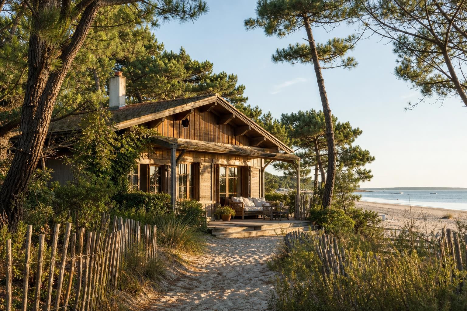 découvrez la maison du bassin au cap-ferret, un refuge en bois discret niché entre dunes, plages et pins, offrant charme et tranquillité au cœur de la nature.