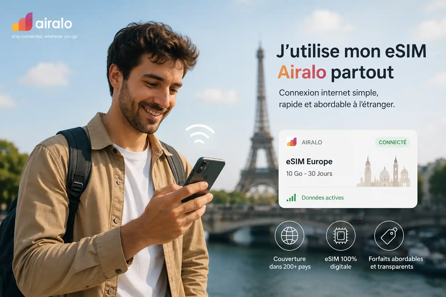 un homme selectionne sa airalo esim