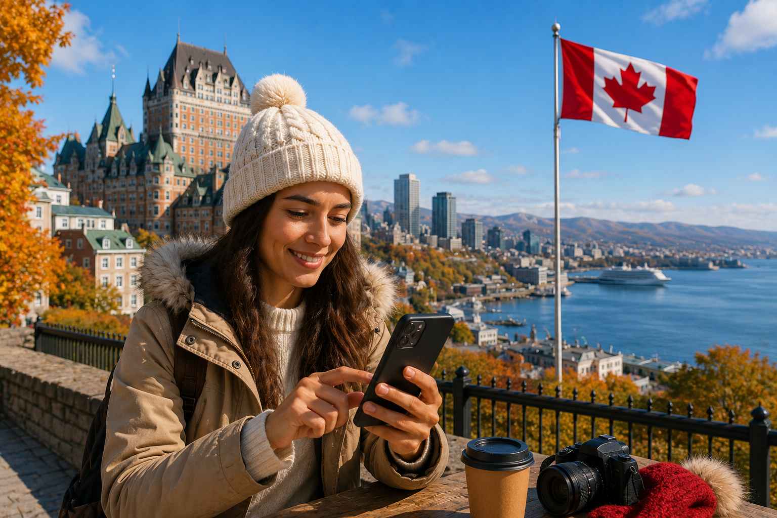 Une fille utilise une esim au canada