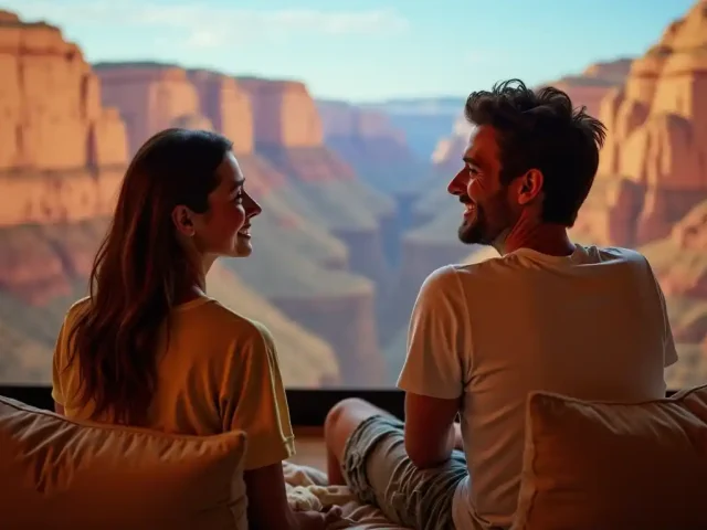 un couple devant le grand canyon