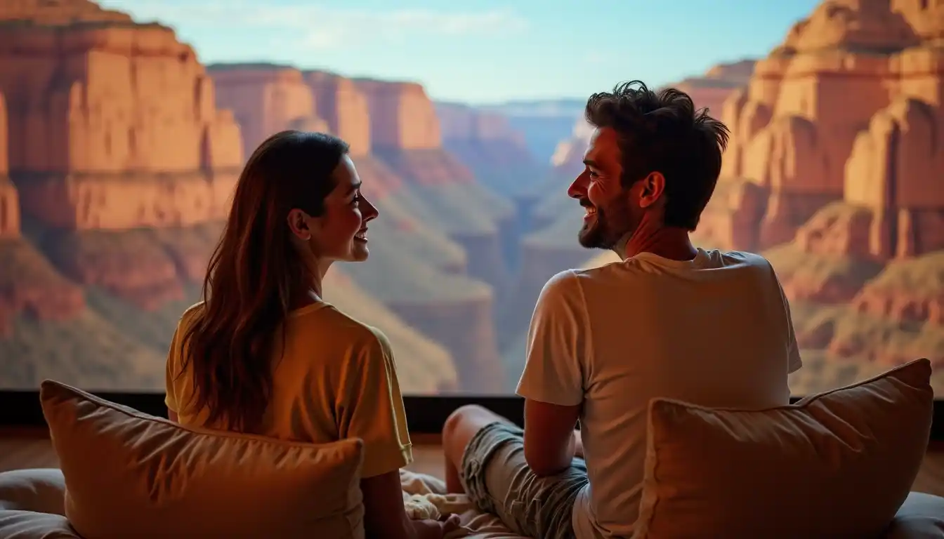 un couple devant le grand canyon